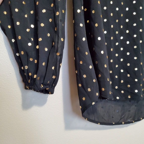✨️2/$20 Long-Sleeve Gold Dot Blouse - Picture 3 of 5